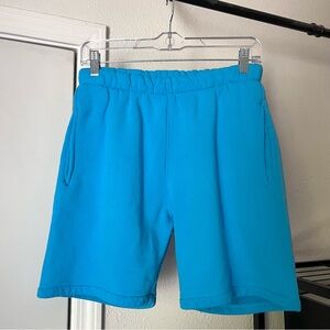 MADHAPPY blue cotton knit elastic waist shorts